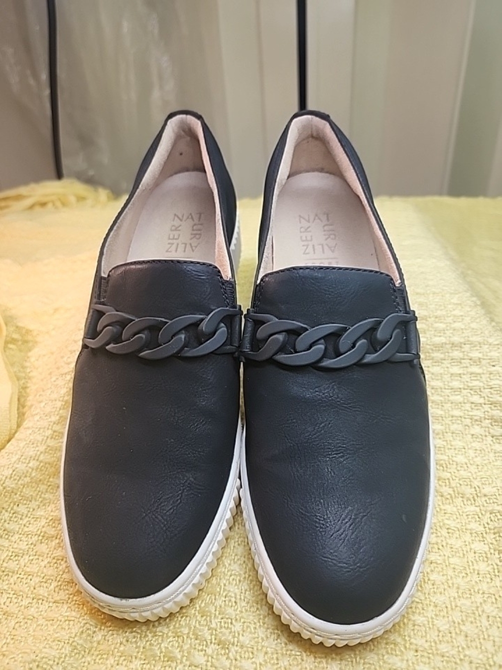 Naturalizer Black Chain-Trim Slip-On Sneakers